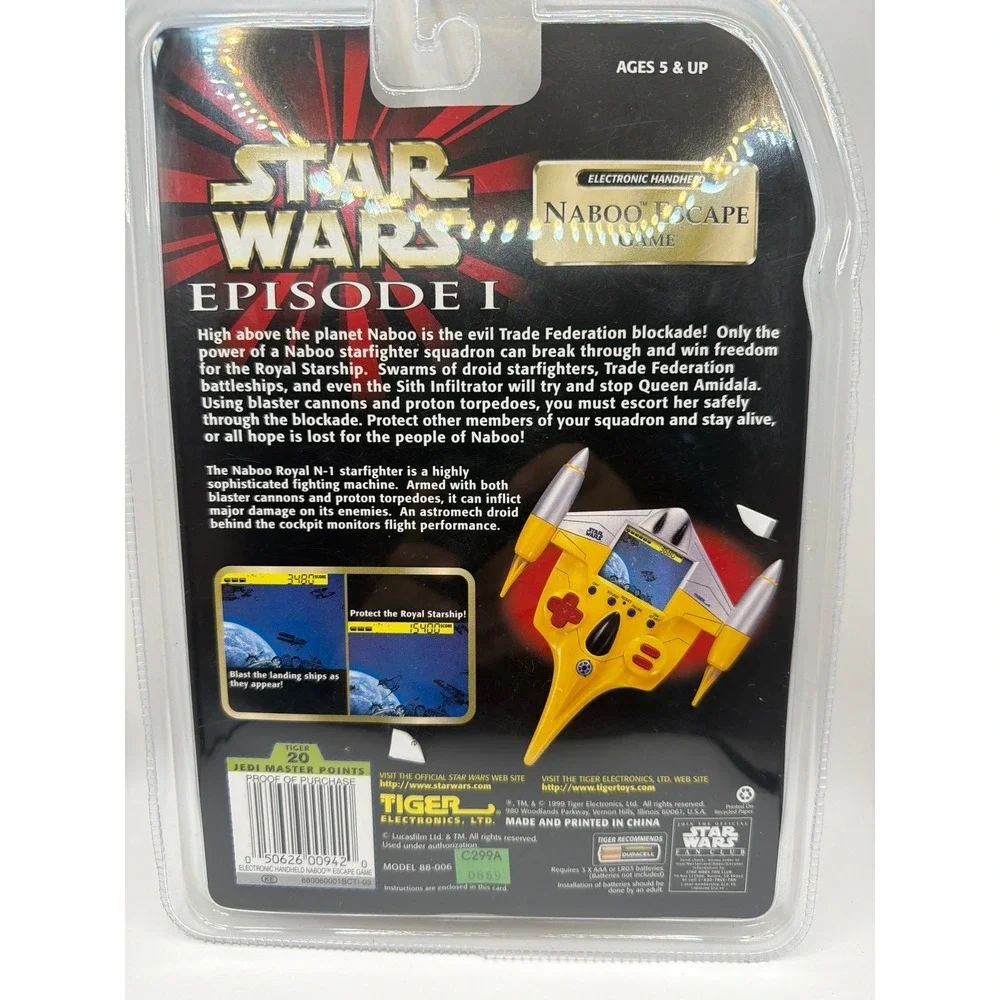 Star Wars Episode 1 Naboo Escape Handheld Electronic Game Tiger Brand New
